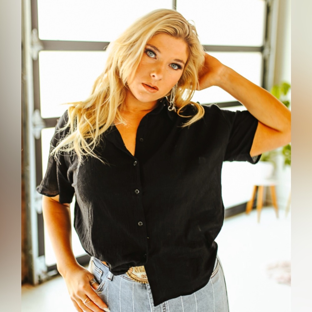 L&B Brooke Button-up Top - Black